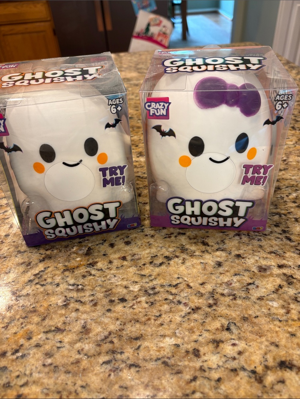 Ghost Squishy Toy - White with Purple Accent